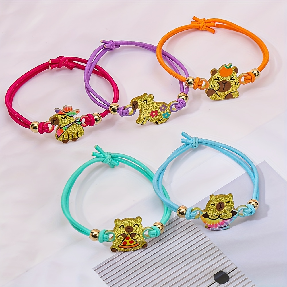 6pcs Cute Capybara Stretch Bracelet Set, Friendship Gift